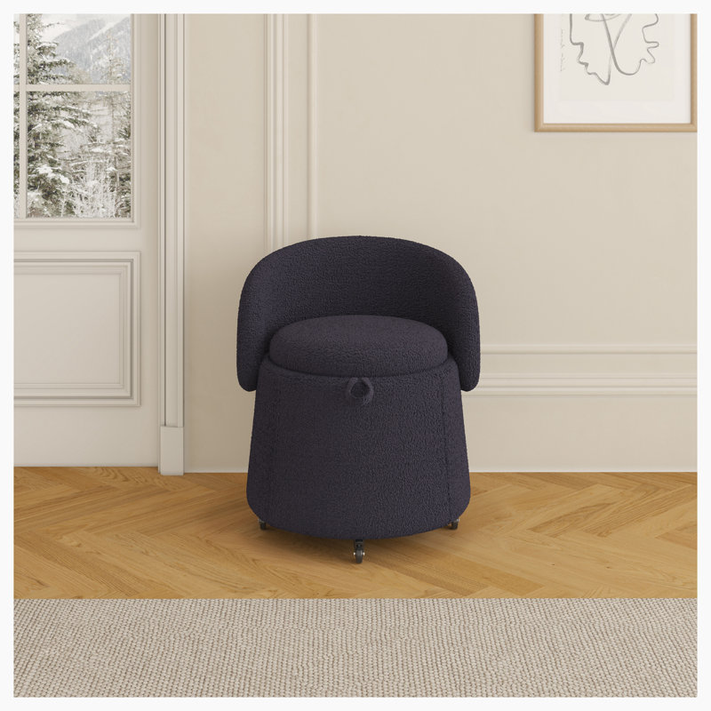 Fionna Upholstered Ottoman, Gray Polyester Blend