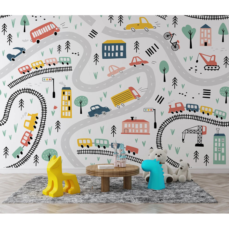 Geometric Wall Mural, 98" L x 150" W