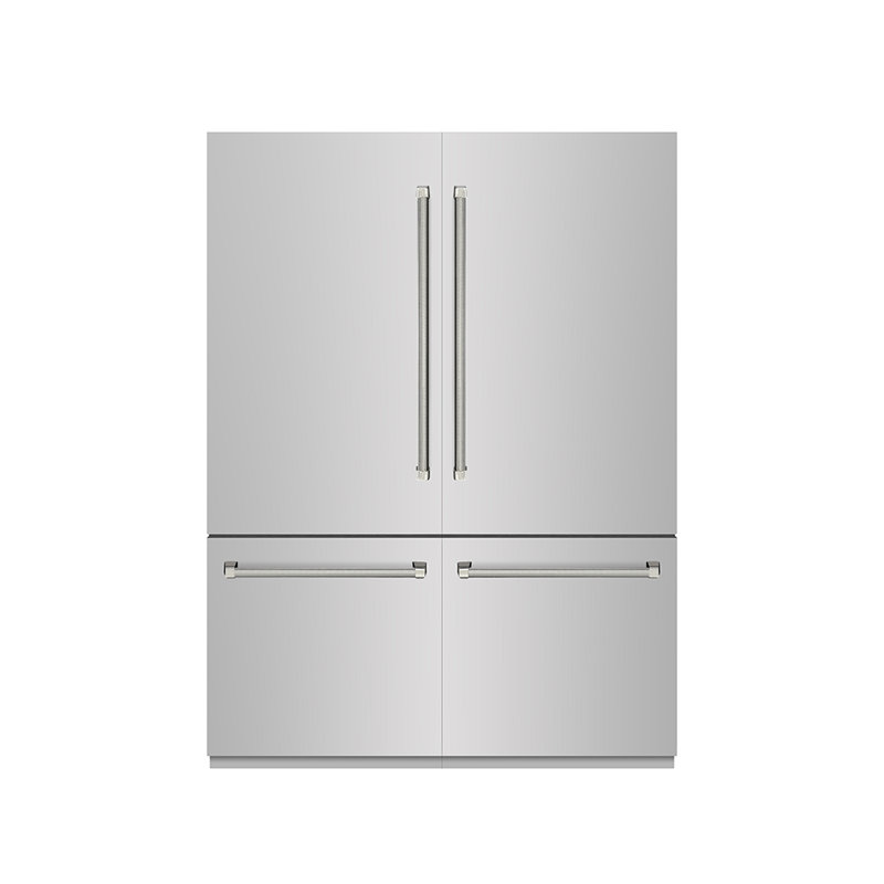 ZLINE Autograph 60 in. Built-In Refrigerator w/ Gray Interior and Polished Nickel Helix Handles, Polished Nickel