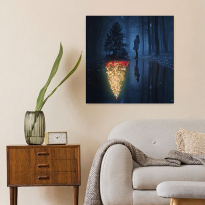 Art contemporain, paysage de forêt abstrait, arbre de Noël abstrait surréel