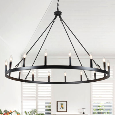 Moomal Candle Style Dimmable Wagon Wheel Chandelier