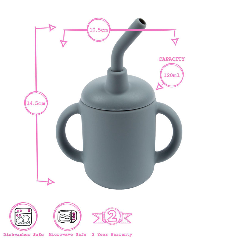 Tiny Dining 120ml Silicone Travel Tumbler, Grey