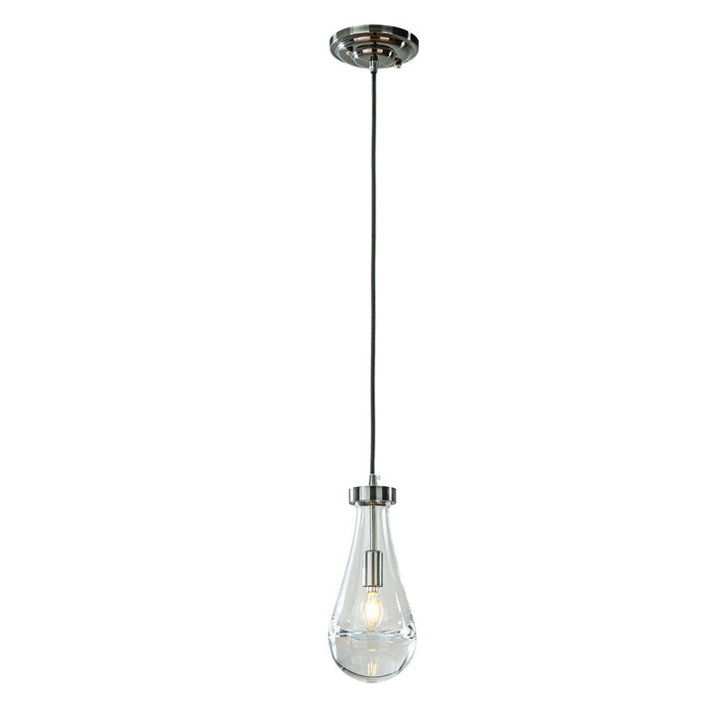 Luminaire suspendu rustique en forme de goutte d'eau de style rustique en forme de goutte d'eau en nickel brossé à 1 lumière de 5 po pour îlot de cuisine	
