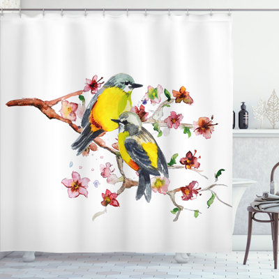 Ambesonne Nature Shower Curtain Birds on the Branches -  sc_30064