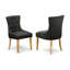 Ensemble de salle à manger 3 pièces pour petits espaces comprenant une table de salle à manger rectangulaire avec Dropleaf et 2 chaises Parson en tissu de lin Gotham foncé, chêne-344159454-344159448-344159455