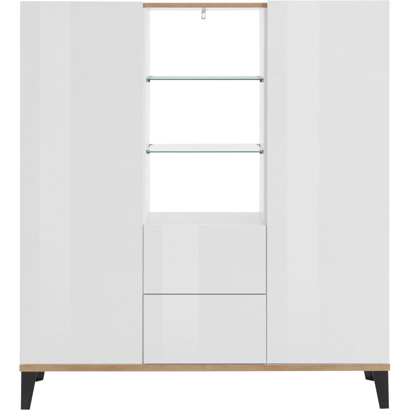 Avaan 120cm Sideboard, White Glossy/Maple Pereira