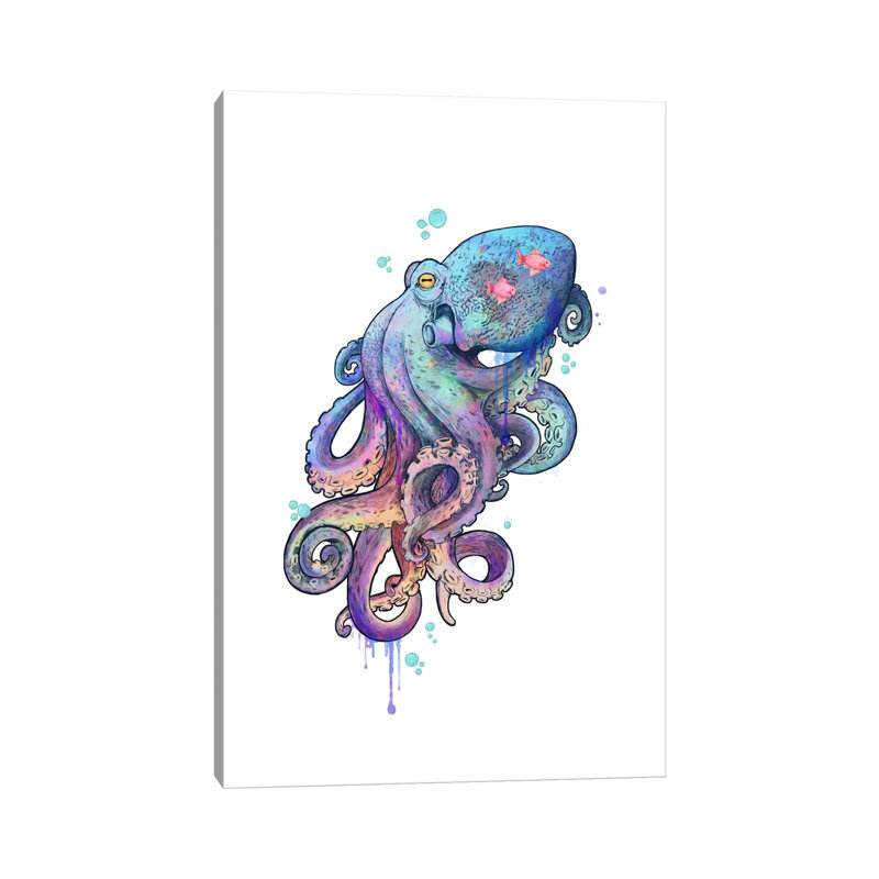 Octopus by Laura Graves - Wrapped Canvas Painting, 20.32 cm H x 30.48 cm W