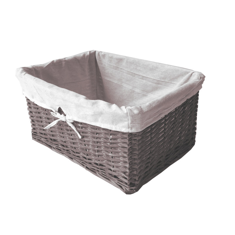 Brambly Cottage Wicker Decorative Basket, 12cm H x 32cm W x 22cm D, White