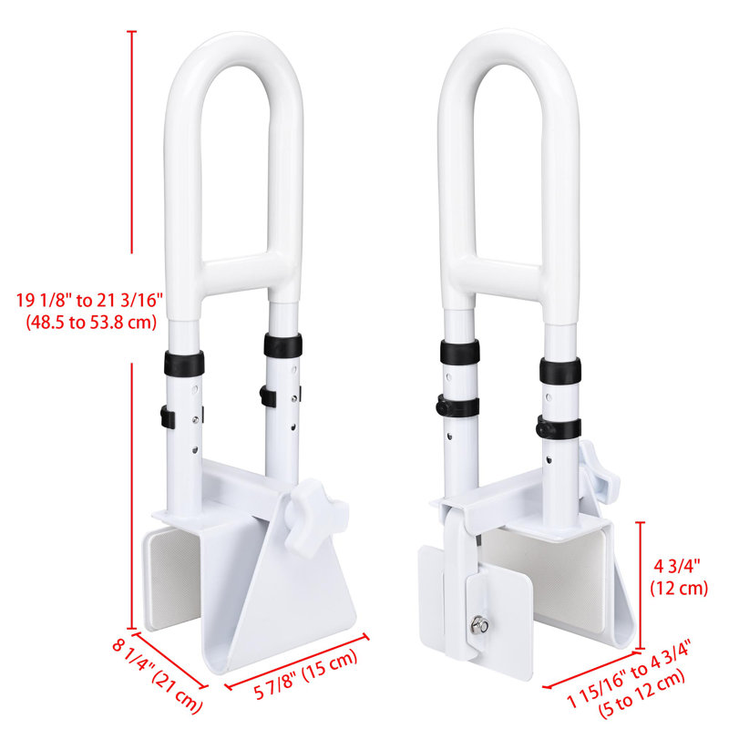 Bathtub Grab Bar Safety Rail Adjustable Shower Handle Locking Clamp 330Lbs Adjustable Height