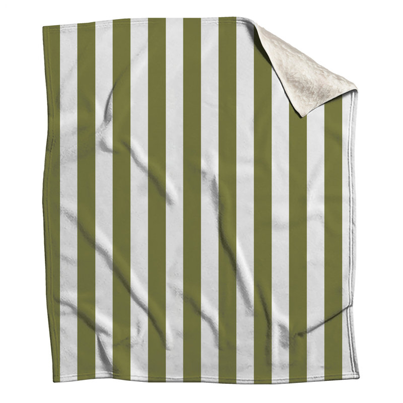 Vertical Olive Stripes Blankets, 50in W x 60in H