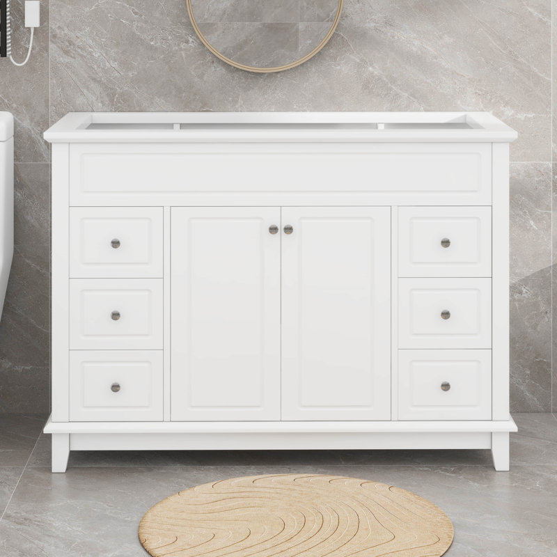 Meuble-lavabo 46 po sans lavabo, 6 tiroirs et 2 tablettes à 2 niveaux