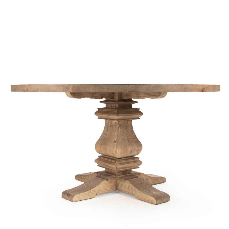 Round Pine Wood Dining Table,  31"H x 70.75"L x 70.75"W