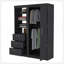 Armoire 3 tiroirs Tempe, tablette à 3 niveaux, 2 portes
