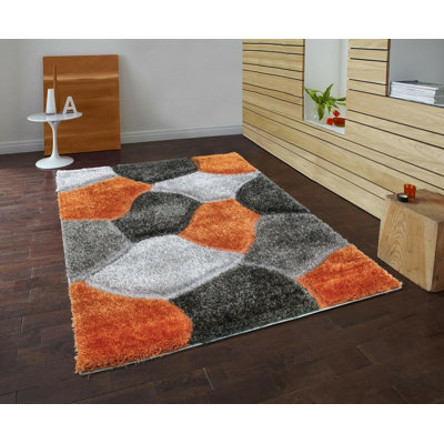Carsyn Handmade Shag Orange/Grey Rug