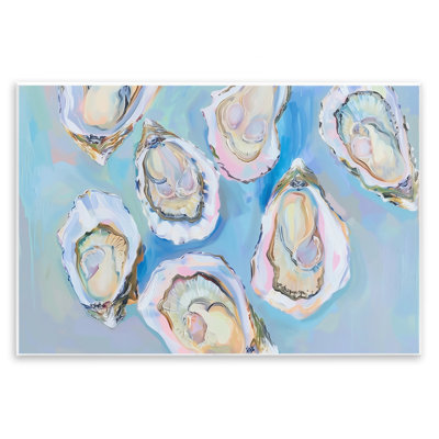 Pastel Oysters on Blue Wall Plaque Art by Arlington Prints