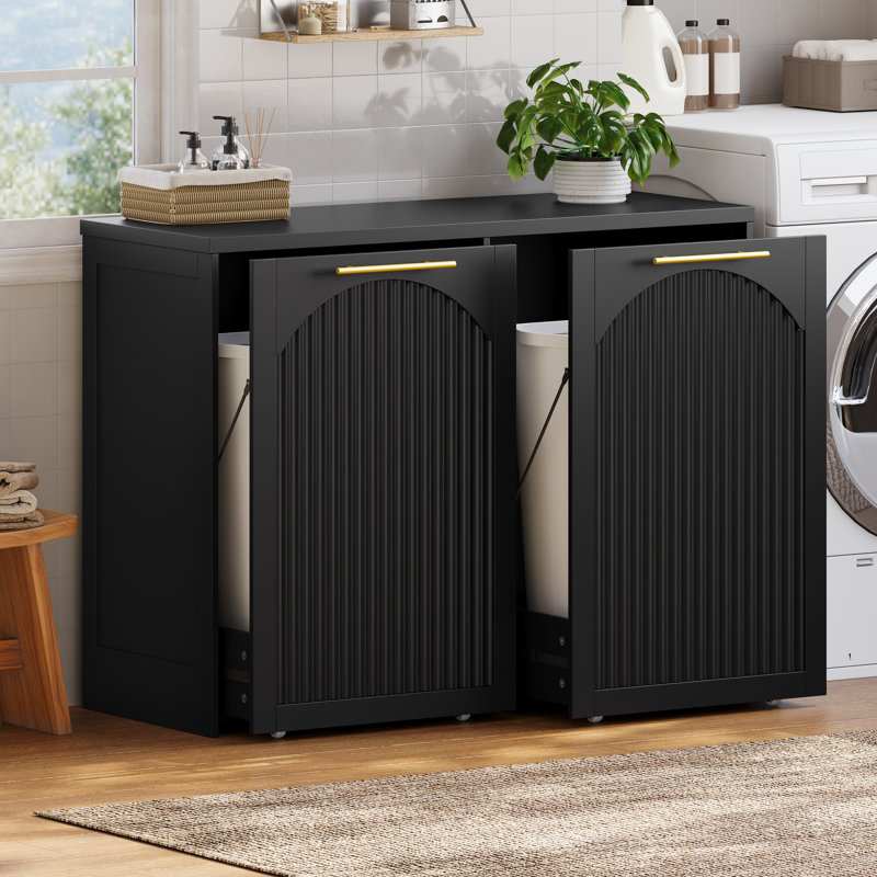 MDF Pull Out Trash Can, Black