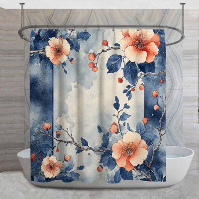 Cherry Blossom Shower Curtain -  Floral Bathroom Decor Traditional