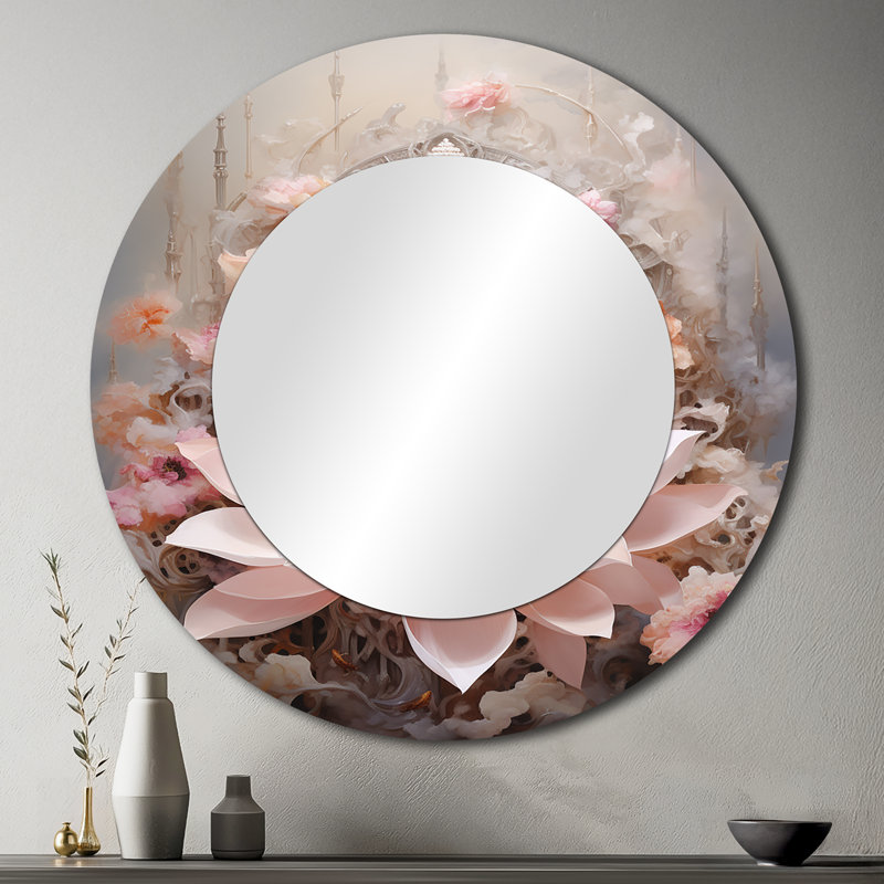 Rose bouddhisme lotus de la sagesse - miroir unique bouddhisme, 36 po x 36 po