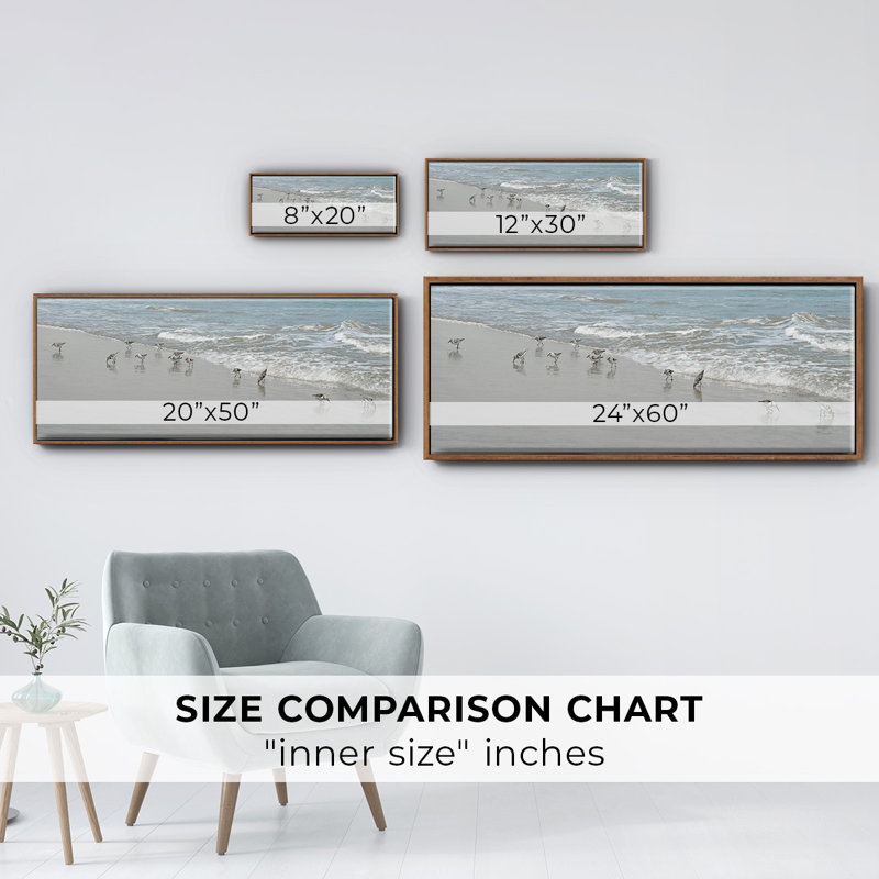 Shorebirds- Framed Canvas, 24" H x 60" W