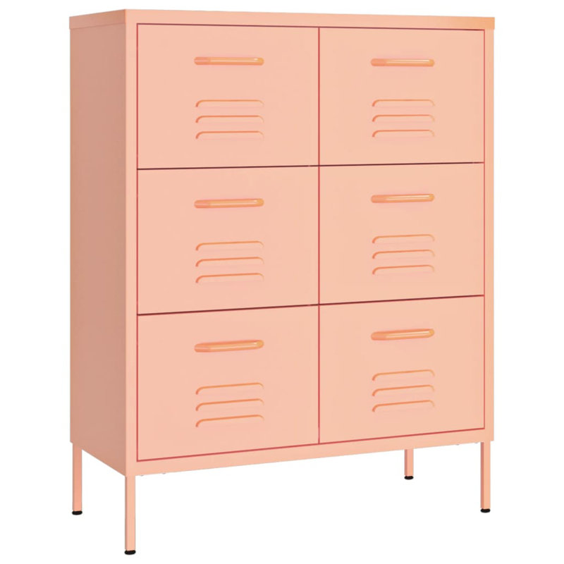 Classeur à tiroirs avec rangement autoportant pour bureau personnel, Rose