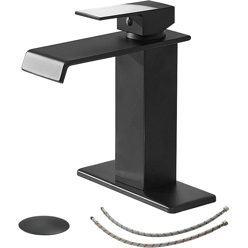 Single-Hole Single-handle Bathroom Faucet with Drain Assembly, Black