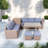 6-piece All Weather Pe Rattan Sofa Set With Adjustable Seat, Storage Box, Removable Covers And Tempered Glass Top Table