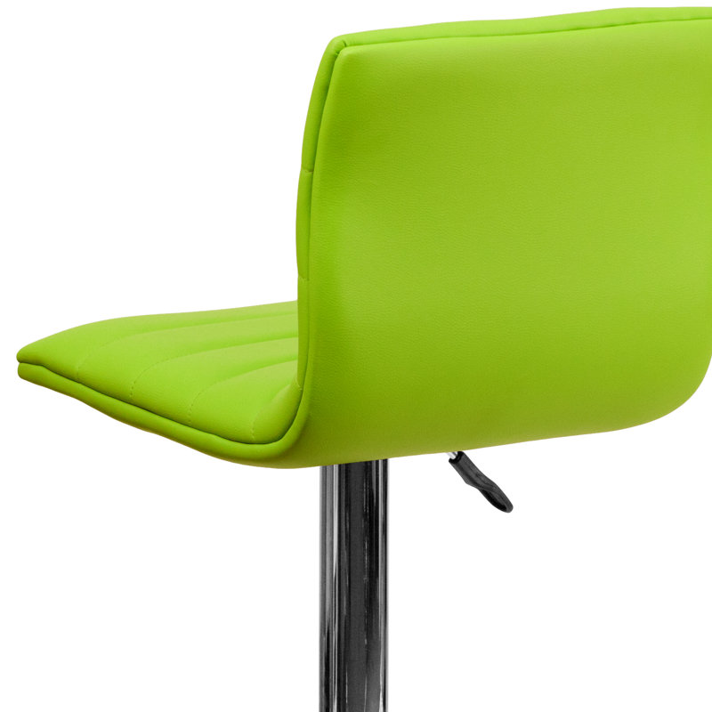 Clift Modern Upholstered Adjustable-Height Barstool with Footrest, Green Vinyl, 1