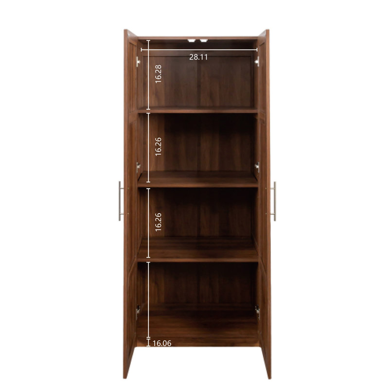 Armoire de rangement 29,5 po de largeur à 4 tablettes, Noyer