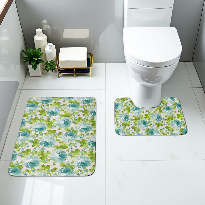  Ensemble de 2 tapis de salle de bain Shabby Flora