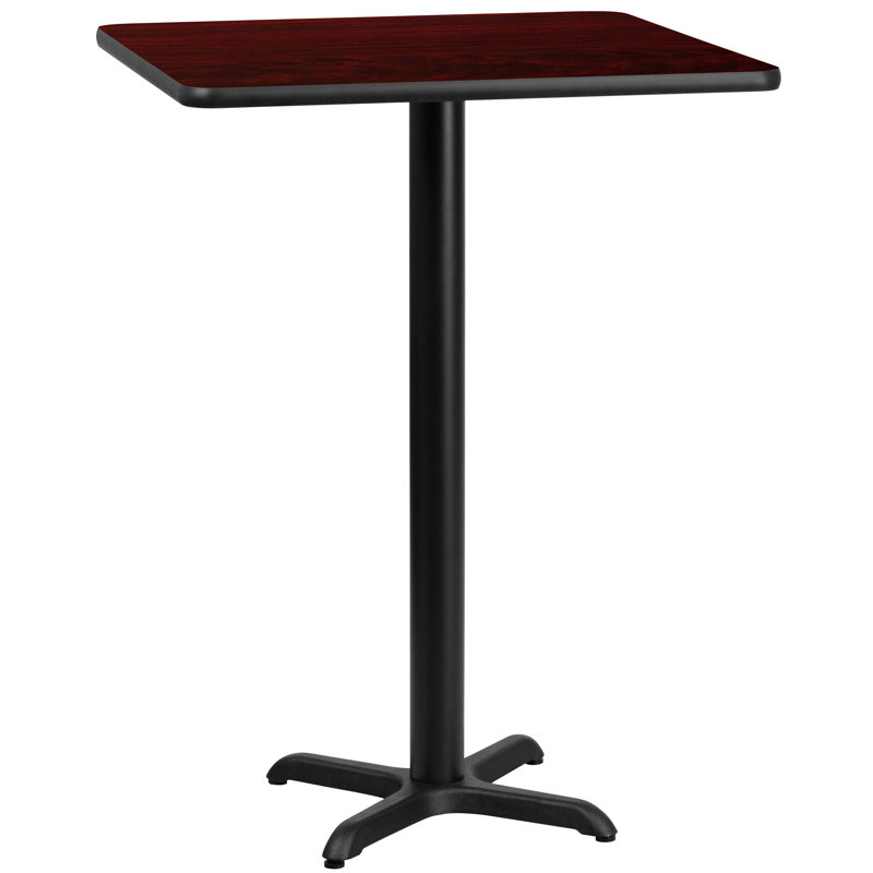 Laminate Table Top with Table Height Base, Mahogany, Bar Height (43.13" Height), 30" L x 30" W