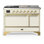 Cuisinière à double combustible de 48 pouces avec 5 brûleurs scellés de la série Majestic III, blanc, blanc antique (propane liquide, garniture en laiton)