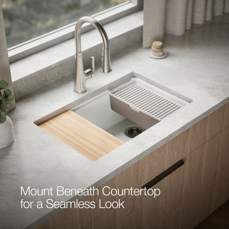 Billings Undermount Single-Bowl Workstation Kitchen Sink, White