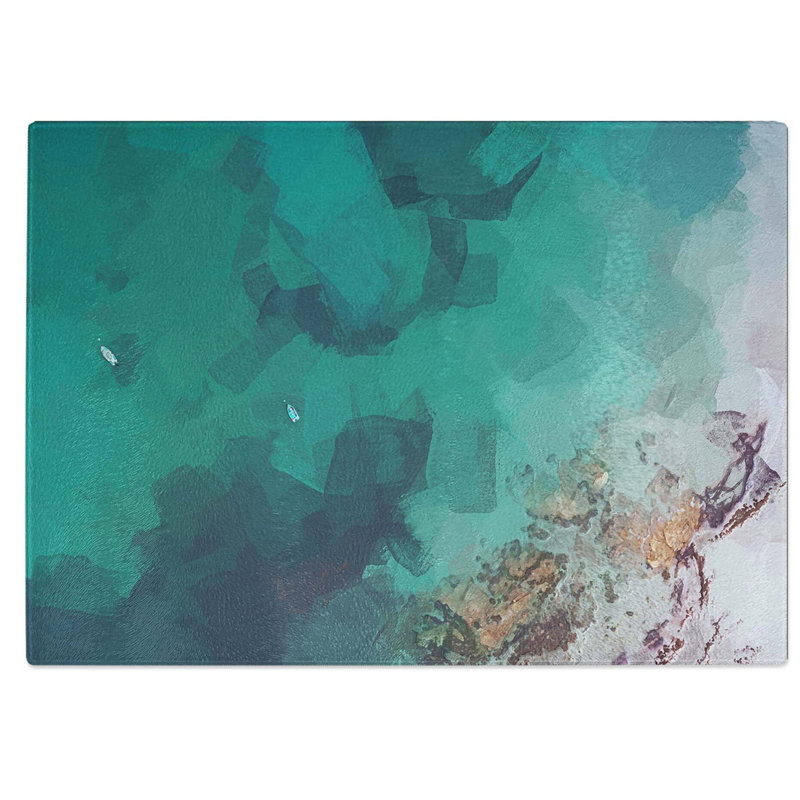 Tempered Glass Boats in Rue De La Saline Guernsey Chopping Board, 28.5 cm W x 20 cm L