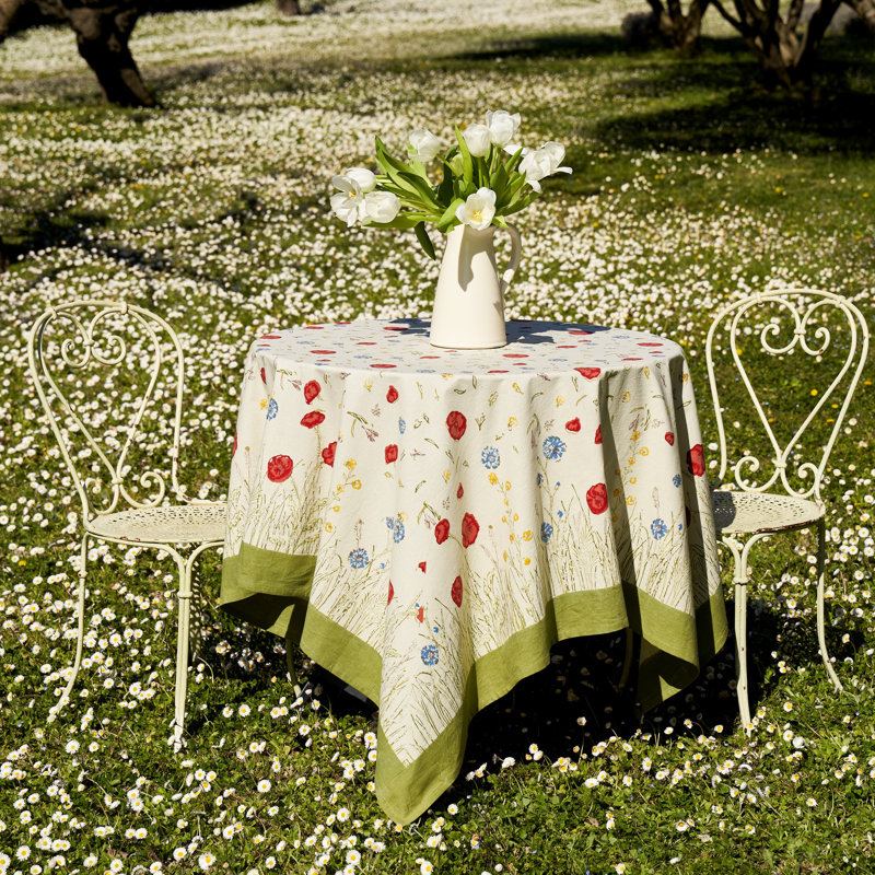 Springfields Handmade Floral Tablecloth, 71" W x 71" L