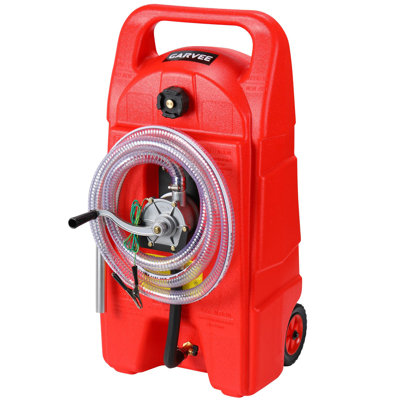 Portable 15 Gallon Fuel Caddy – 57L Hand Pump Storage Tank with Rubber Wheels – Heavy Duty Gasoline, Fuel Injection, Machine Oil Transfer – Ideal for Cars, Lawn Mowers, Tractors