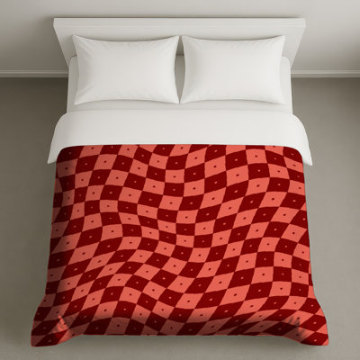Housses de couette à carreaux ondulés rouges