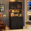 Armoire de rangement 71 "avec prise de courant, grande armoire de rangement avec support pour micro-ondes-2057804484