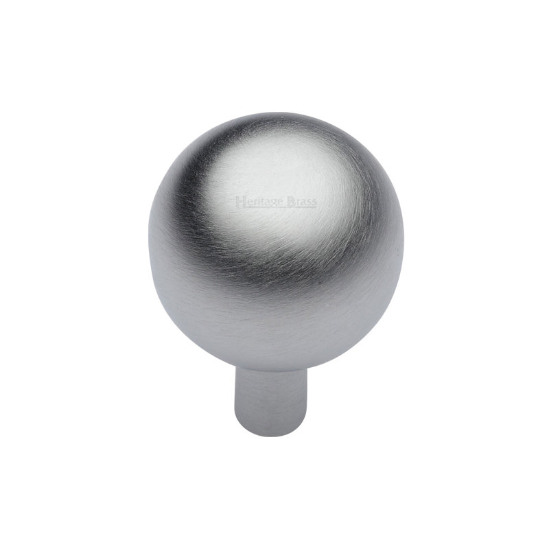 Heritage Brass Cabinet Knob Sphere Design, Satin Chrome, 22mm