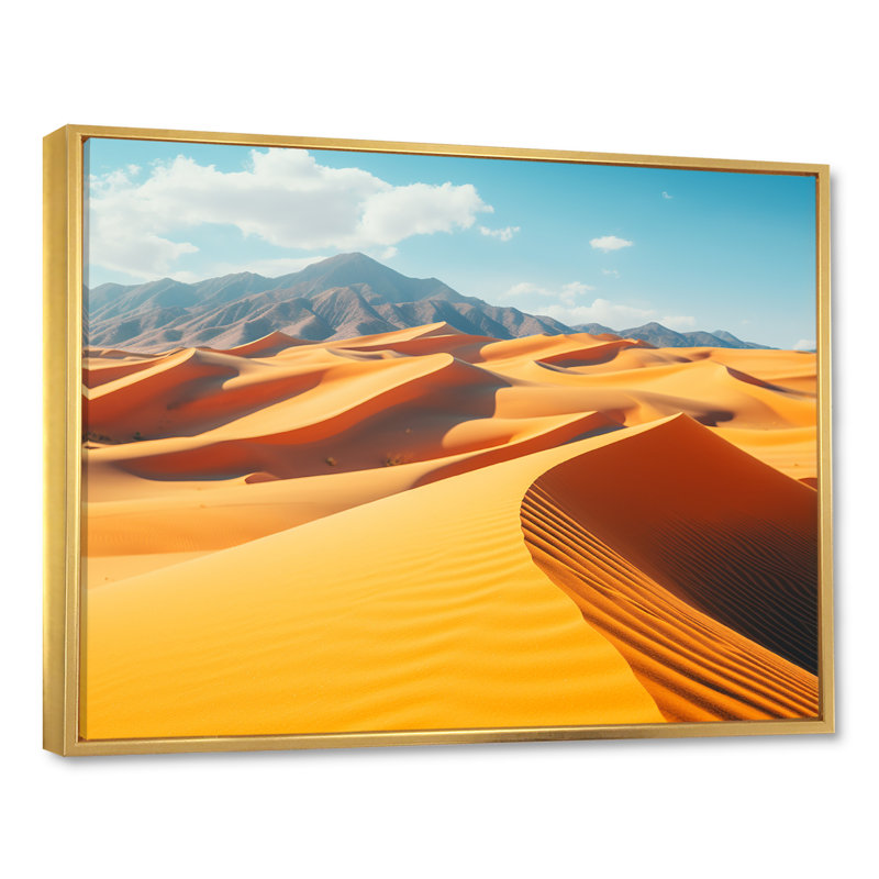«Yellow Sand Dunes Serenity - Desert», art mural, H 30 po x l 40 po x P 1,5 po, Cadre flottant doré