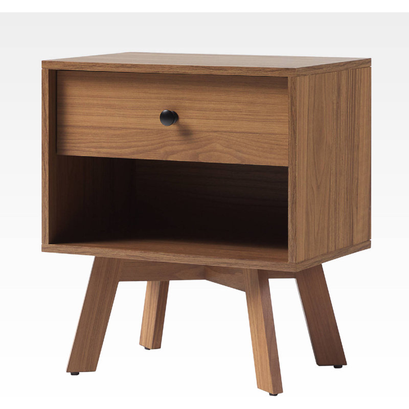 MCM 20" 1 Drawer Nightstand, Mocha