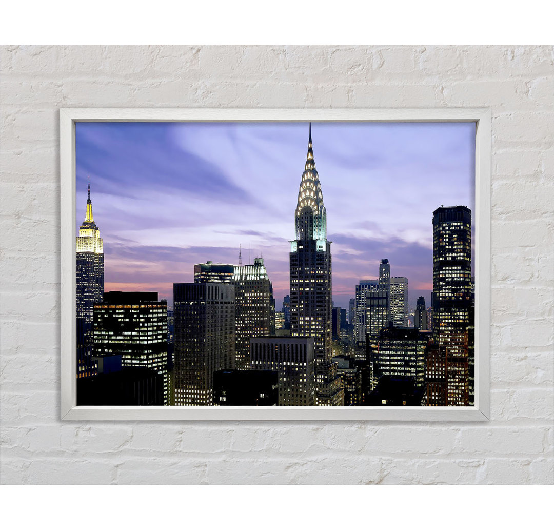 NYC Empire State Building Lilac Sky - Einzelbildrahmen Druck auf Leinwand