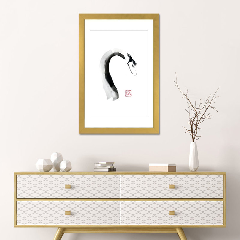 «Swan Face», reproduction d'art sur papier encadré, 24" x 16", Framed Paper, Gold