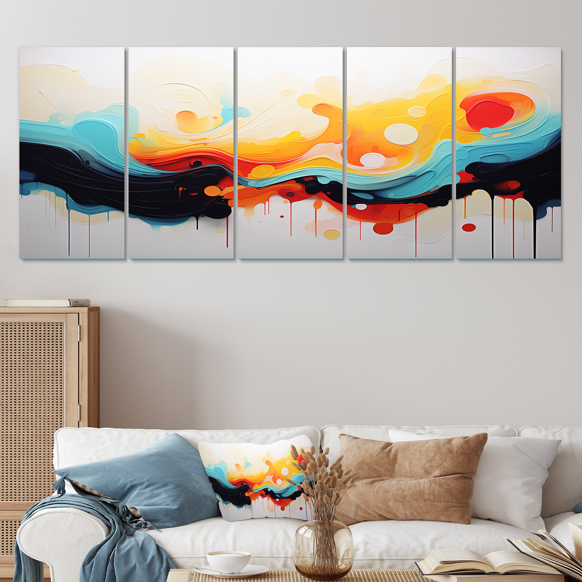 Ivy Bronx Yellow Fractal Paint Wave Expression III - Abstract Painting ...