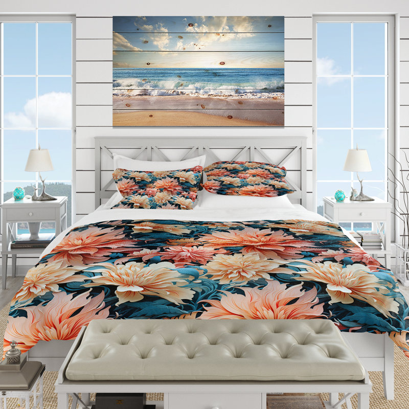 Ensemble de housse de couette Coral Mirage, Housse de couette simple + 1 taie décorative stan