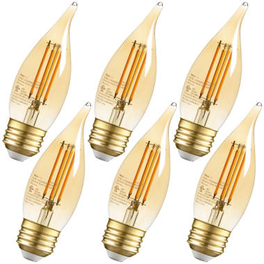 Torchstar 37220 C35 LED Dimmable Light Bulb 40W Equiv. Amber Glass, E26/Medium (Standard) Base (Set of 6)