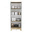 Armoire à rangement multiple H 59 po, quatre portes, quatre tablettes internes, chêne clair / blanc