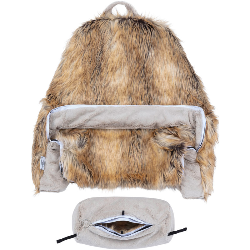 Housse de coussin en fausse fourrure, Ambre Fox, 32 po x 16 po