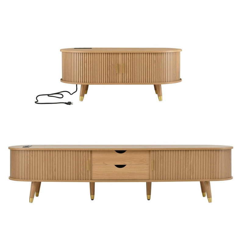 Ensemble de meuble télé et de table basse Mid-Century Farmhouse