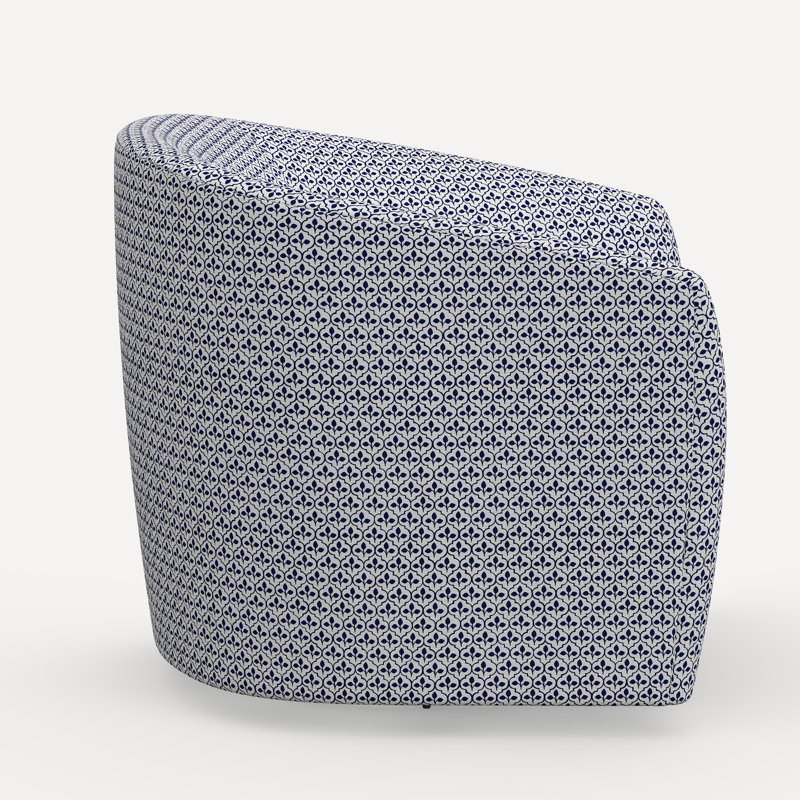 Amrit Swivel Chair, Jr Sadhil Blue Geometric Linen