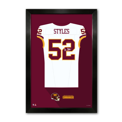 NFL-PA WASHINGTON COMMANDERS SONNY STYLES 52, impression encadrée de chandail blanc 14 po x 20 po